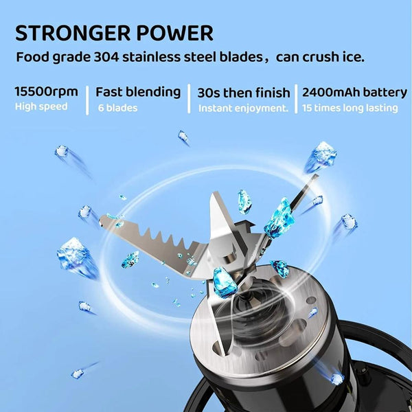 Mini Juicer Black Blender 500Ml Electric Rechargeable Bottle Mixer Juicers