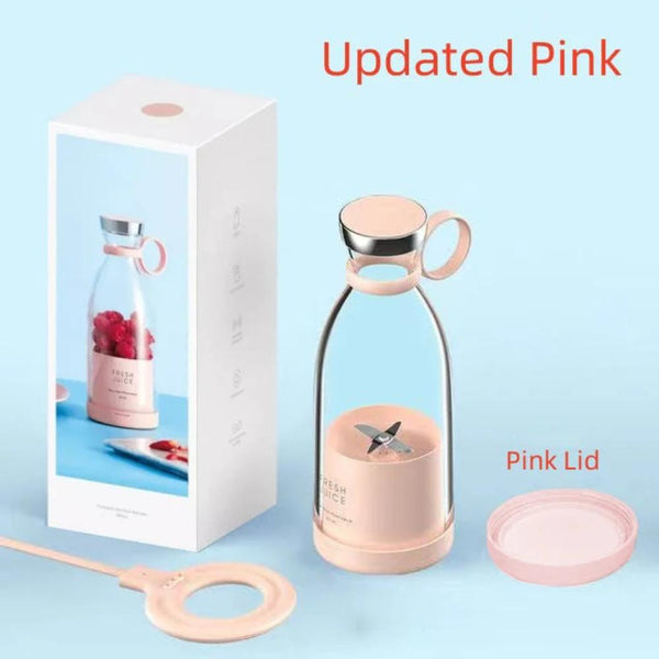 Mini Juicer Pink With Lid 350 Millilitre Blender Wireless Rechargeable Mixer Extractor Juicers