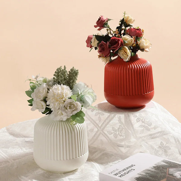 Flower Vase Coral Red Small Nordic Plastic Pot Decor For Living Spaces Vases