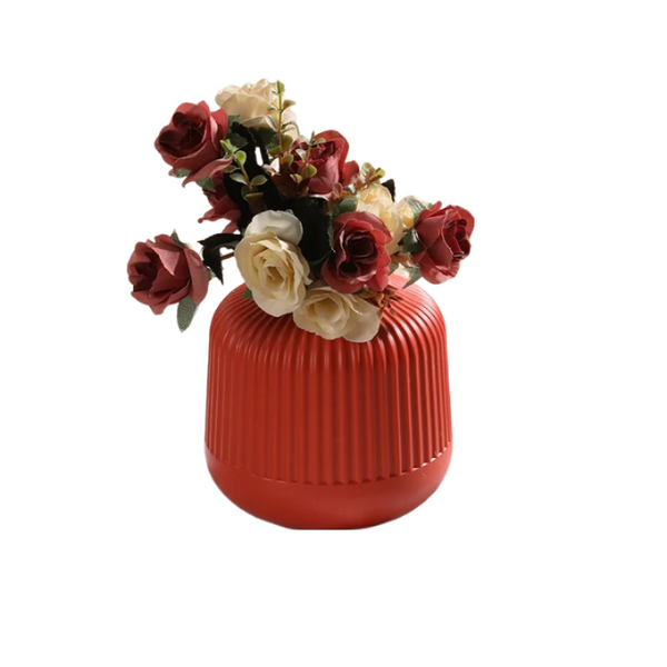 Flower Vase Coral Red Small Nordic Plastic Pot Decor For Living Spaces Vases