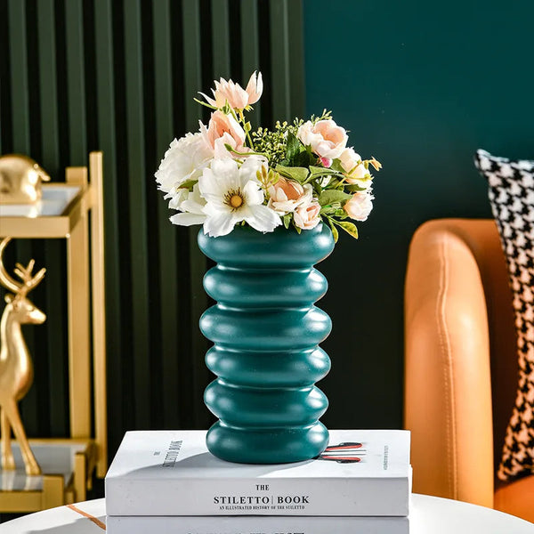 Flower Vase Blue Medium Nordic Plastic Spiral Pot Decor Vases