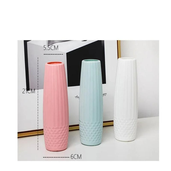 Flower Vase Light Green Small Diamond Pattern Table Decor Garden Vases