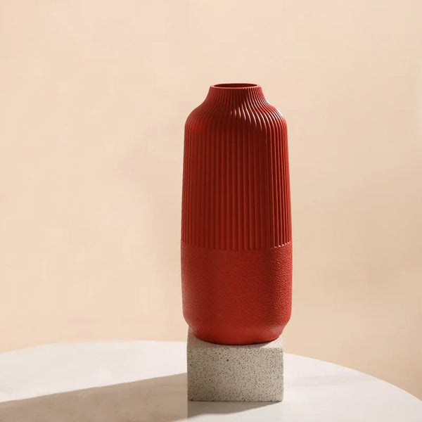 Flower Vase Rosy Red Large Nordic Style Pot Decor For Living Room Office Vases