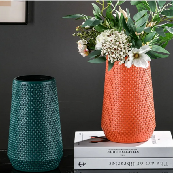 Flower Vase Coral Red Large Nordic Plastic Pot Decor For Living Room Vases