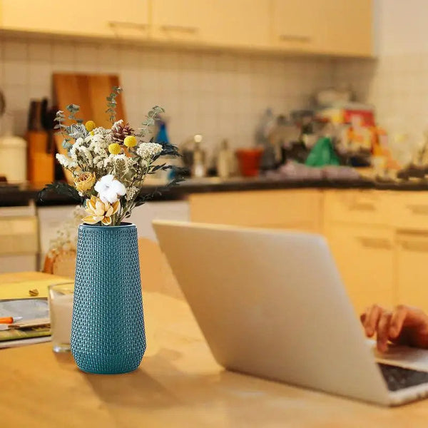 Flower Vase Blue Large Nordic Plastic Pot For Living Room Decor Styling Vases