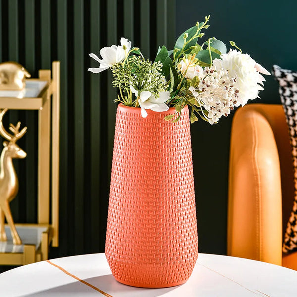Flower Vase Coral Red Large Nordic Plastic Pot Decor For Living Room Vases