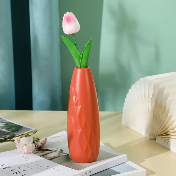 Flower Vase Coral Red Small Nordic Style Pot Table Decor Garden Vases