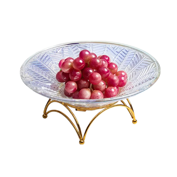 Food Plate With Tray Colourful Leaf Veins Glass Nordic Style Fruit For Dining Trays