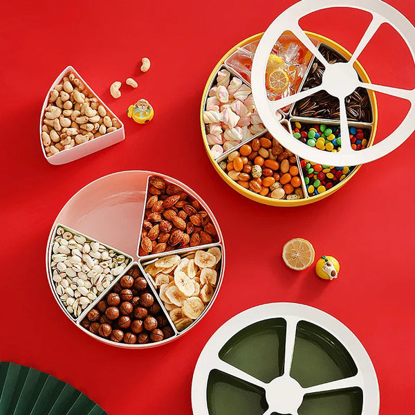 Food Container Orange Round Grid Flower Shape Fruit Plate For Kitchen Storage Organisation Food Storage Containers