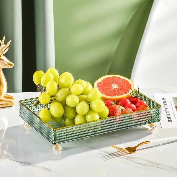 Food Container With Tray Green Fruit Plate 6 Grids Nordic Plastic Style Trays