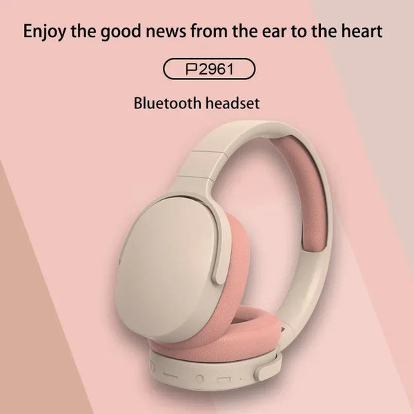 Headphone Pink Bluetooth P2961 9D Stereo Music Hifi Bass P9 Headset Mobile Accessories Headsets