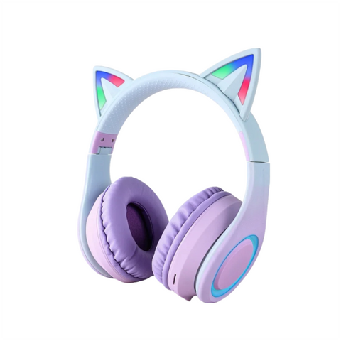 Purple Cat Ear Bluetooth Noise Reduction Foldable Headset For Mobile Accessories Headsets