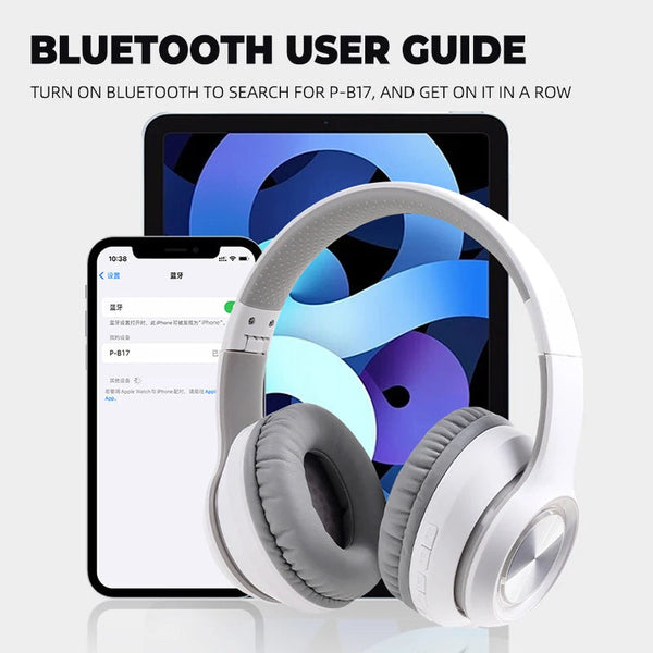 Headphone White Pb17 Bluetooth Hifi Wireless Headset For Phones Accessories Headsets