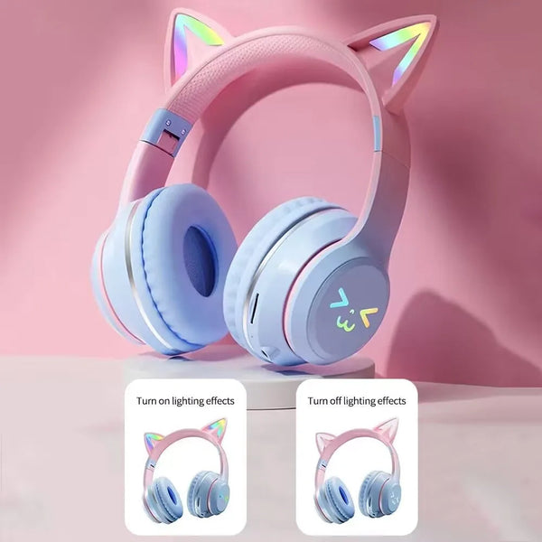 Green Bluetooth Cat Ear Wireless Foldable Headset Over Headphones Headsets