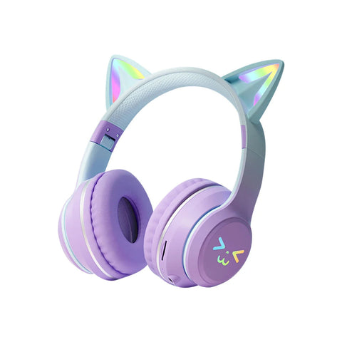 Headphone Purple Bluetooth Cat Ear Wireless Foldable Headset Mobile Accessories Headsets