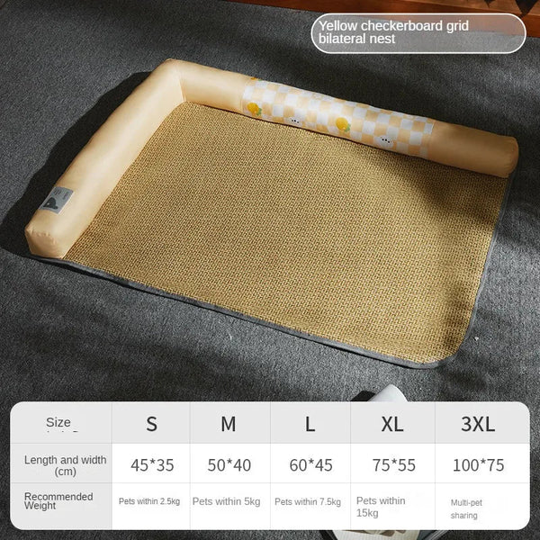 Pet Bed Yellow Bilateral Breathable Cushion Cooling Mat Pet Beds