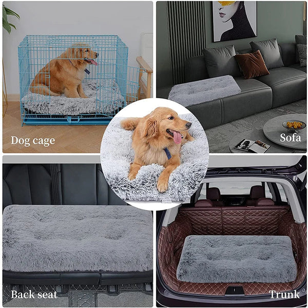 Pet Bed Blue Removable Calming Soft Plush Cushion Mat Pet Beds