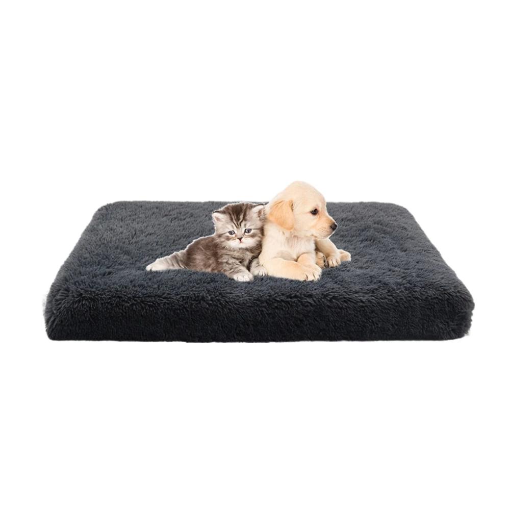 Pet Bed Dark Gray Removable Calming Soft Plush Cushion Mat Pet Beds