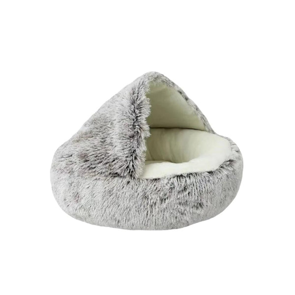 Pet Bed Brown Winter Long Plush Cushion Round Nest Kennel Pet Beds