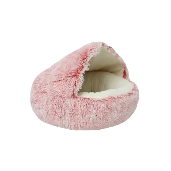 Pet Bed Pink Winter Long Plush Cushion Round Nest Kennel Pet Beds