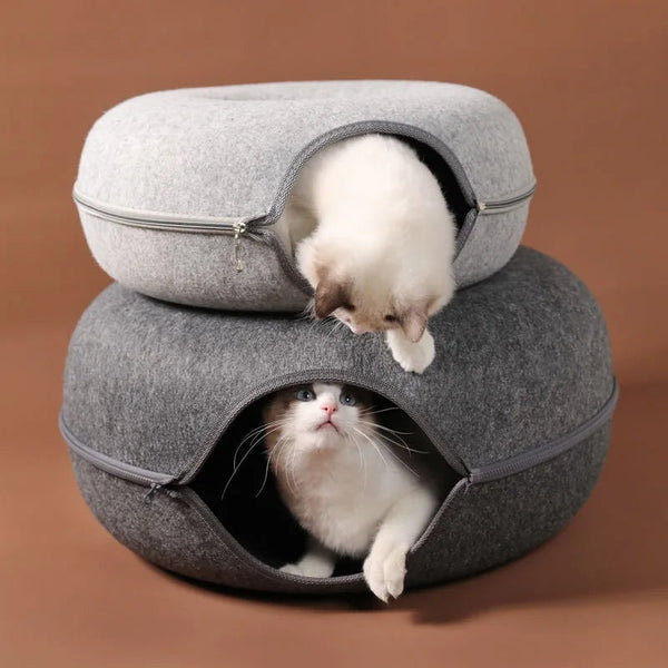 Pet Bed Grey Cat Tunnel Dual Use Indoor Kitten Toys Pet Beds