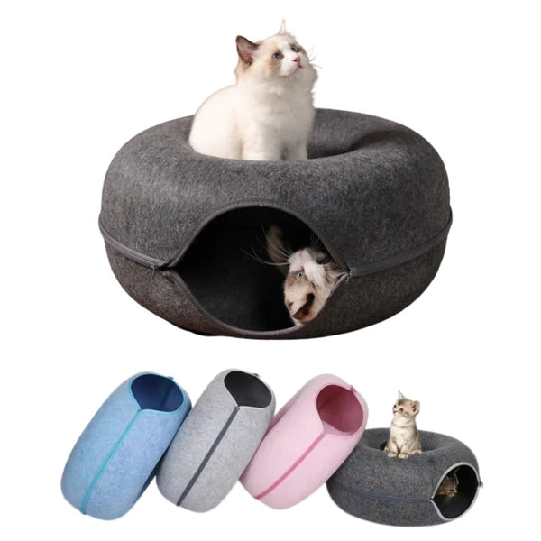 Pet Bed Grey Cat Tunnel Dual Use Indoor Kitten Toys Pet Beds