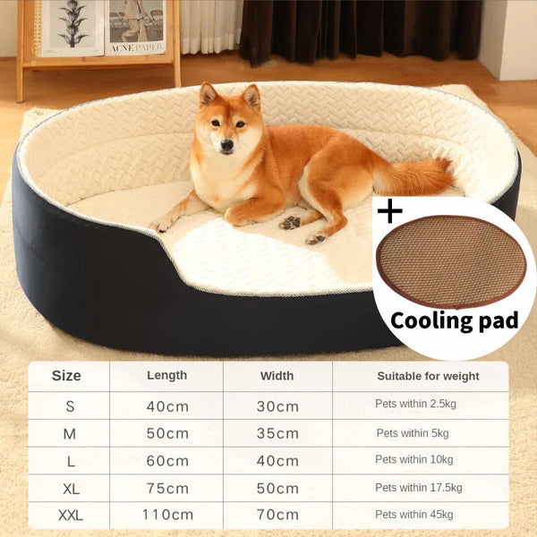 Pet Bed Black White With Cooling Pad Double Sided Dog Mat Kennel Soft Fleece Sofa Pet Beds