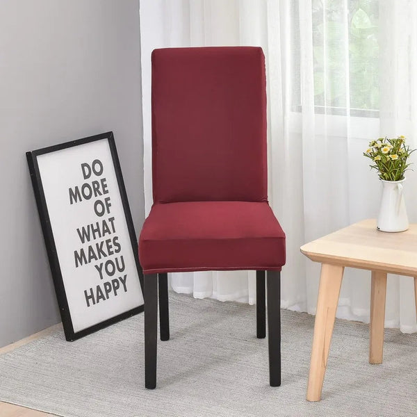 Maroon Plain Elastic Chair Cover Slipcover For Dining Decor Christmas Slipcovers
