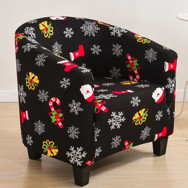 Sofa Cover Black Christmas Design Dust Proof Chair Tub Slipcover Decor Slipcovers