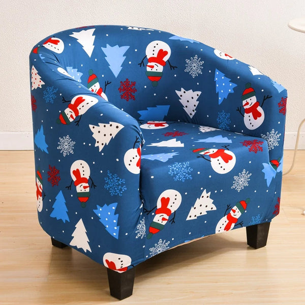 Sofa Cover Blue Christmas Design Dust Proof Chair Tub Slipcover Decor Slipcovers