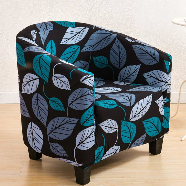 Sofa Cover Black Leaf Design Dust Proof Chair Tub Slipcover Decor Slipcovers