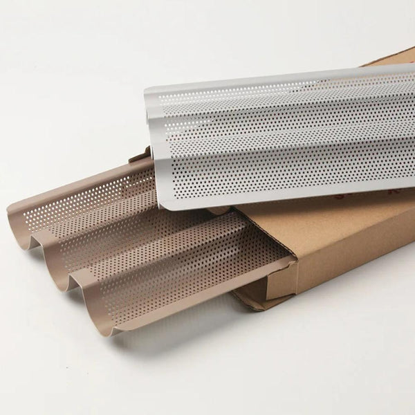 Baking Tray 3 Loaf Non Stick Perforated Oven Pastry Pan Molder For Bakeware Baking Trays