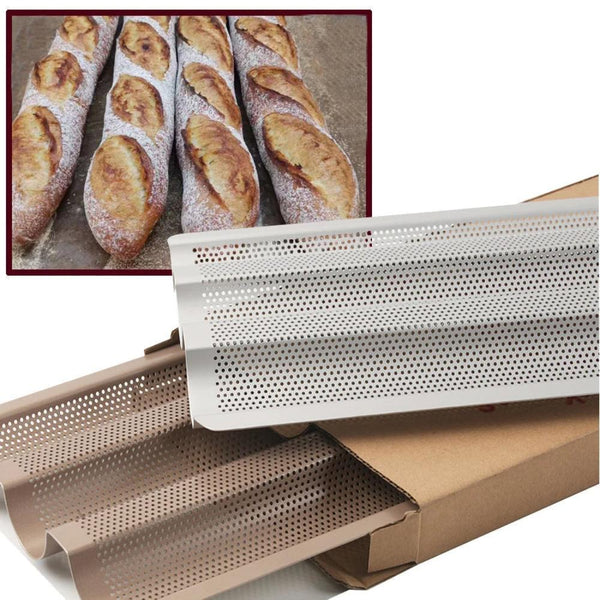 Baking Tray 3 Loaf Non Stick Perforated Oven Pastry Pan Molder For Bakeware Baking Trays