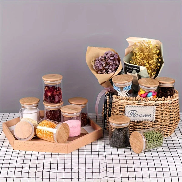 Condiments Container Set 12Pcs Glass Jar Storage With Airtight Lids Canisters & Jars