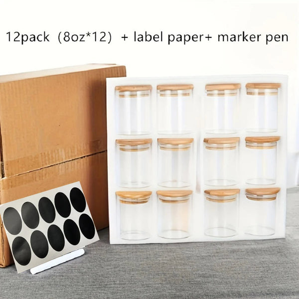 Condiments Container Set 12Pcs Glass Jar Storage With Airtight Lids Canisters & Jars
