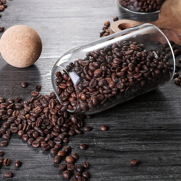 Condiments Container Set Of Three Glass Jars With Cork Ball Lids For Storage Canisters & Jars