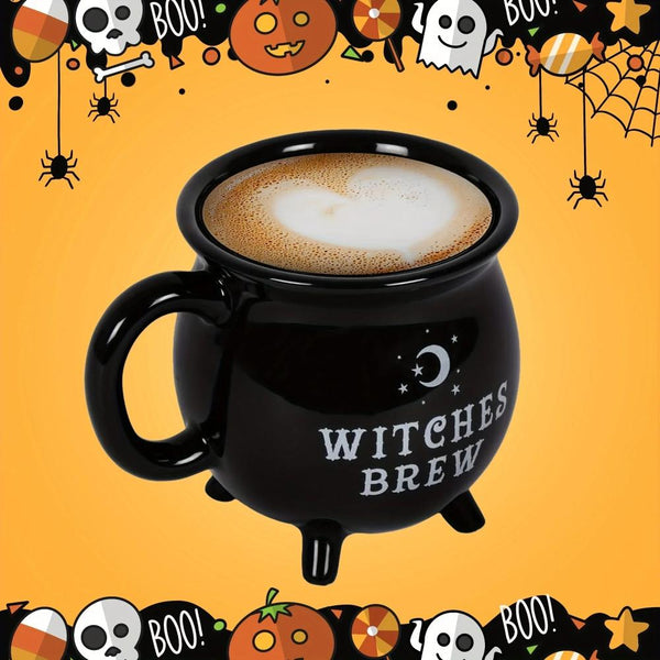 Ceramic Coffee Mug With Black Witches Brew Print For Kitchen Office Use Mugs