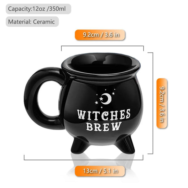 Ceramic Coffee Mug With Black Witches Brew Print For Kitchen Office Use Mugs