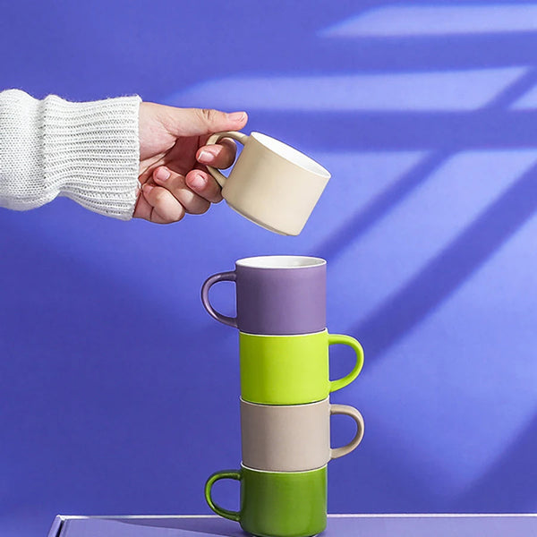 Ceramic Coffee Mug Multicolor Set Of Five Round Non Slip Drinkware Mugs