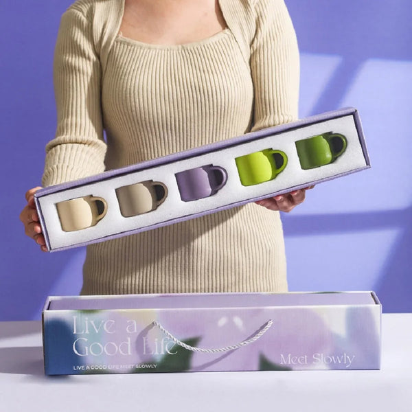 Ceramic Coffee Mug Multicolor Set Of Five Round Non Slip Drinkware Mugs