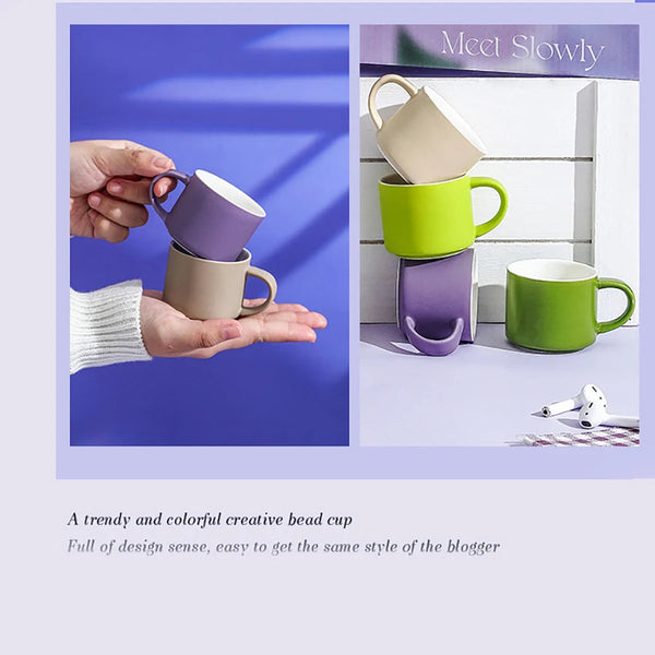 Ceramic Coffee Mug Multicolor Set Of Five Round Non Slip Drinkware Mugs