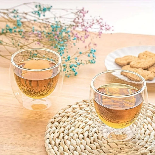 Tea Cups Set Of 18 Insulated Espresso Double Wall Shot Glass Drinkware Cups & Saucers