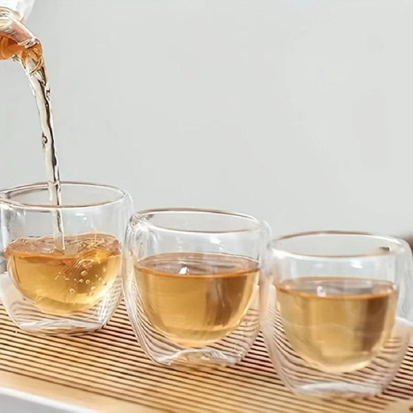 Tea Cups Set Of 18 Insulated Espresso Double Wall Shot Glass Drinkware Cups & Saucers