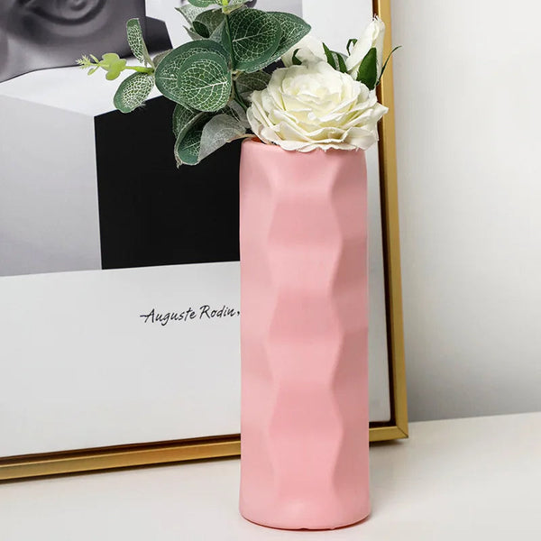 Flower Vase Pink Small Nordic Plastic Table Centerpiece Decor For Garden Vases