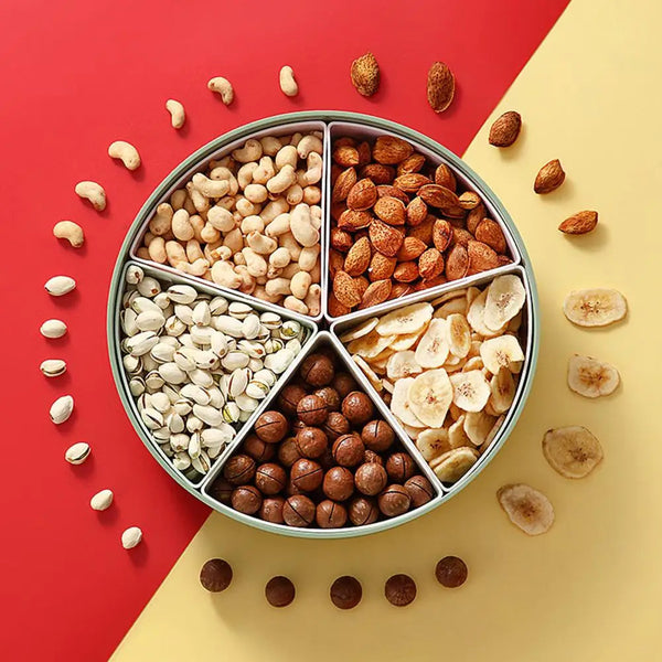 Food Container Red Round Grid Flower Shape Fruit Plate For Kitchen Dining Use Plates