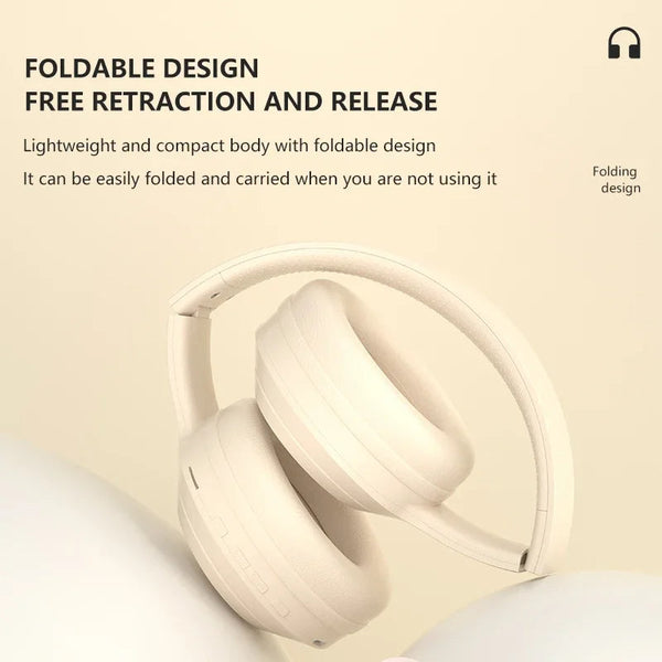 Headphone White Dr58 Bluetooth Microphone Noise Reduction Foldable Headset Headsets