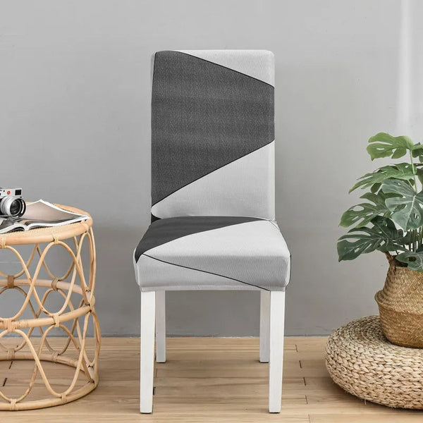 Gray Geometric Elastic Slipcover Chair Cover For Dining Decor Garden Slipcovers
