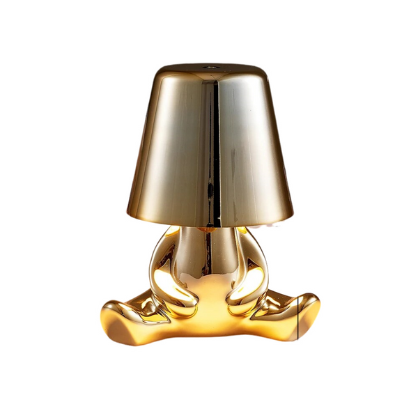 Hotel Lightning Lamp Rechargeable Gold Little Man Sitting Table Touch Switch Lamps
