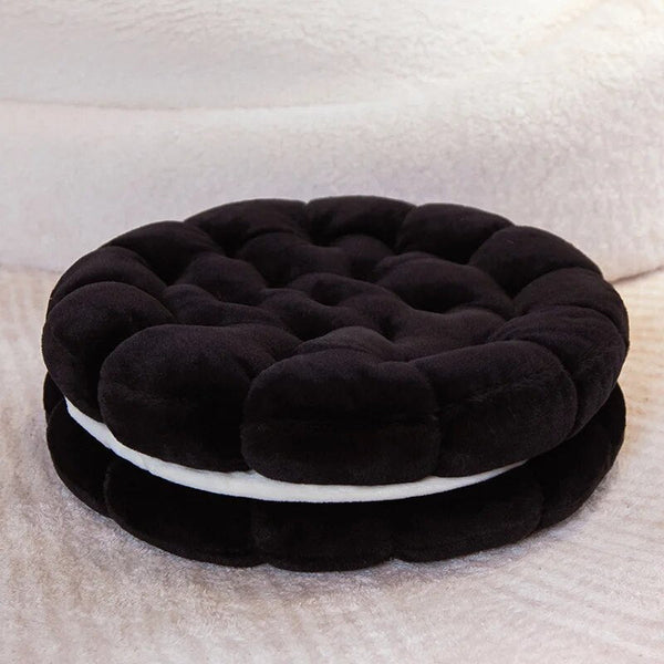 Plush Pillow Black Round Double Biscuit Shape Stuffed Soft Cushion Decor Cushions & Decorative Pillows