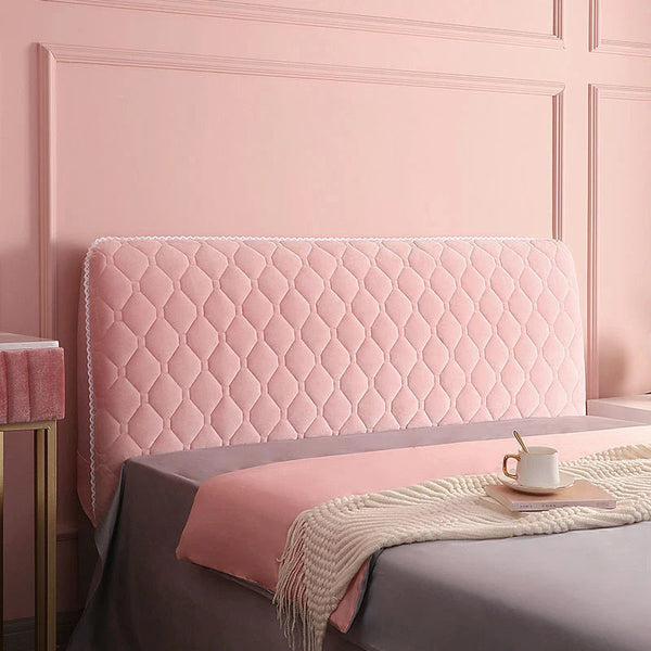 Headboard Cover Pink Diamond Pattern Super Soft Smooth Quilted Velvet Bed Protector 100X70cm Headboards & Footboards